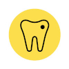 Tooth with cavity in a yellow circle